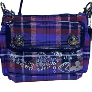Coach Poppy Purple Tartan Crossbody Bag in Like New Condition Vintage